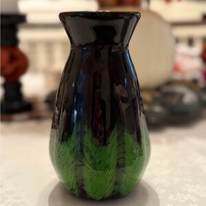 Federici Designs Signed Purple and Green Art Glass Vase